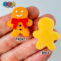 Christmas Gingerbread Man Red Bow Holiday Flatback Cabochons Decoden Charm 10 Pcs