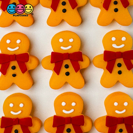 Christmas Gingerbread Man Red Bow Holiday Flatback Cabochons Decoden Charm 10 Pcs Playcode3 Llc