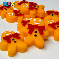 Christmas Gingerbread Man Red Bow Holiday Flatback Cabochons Decoden Charm 10 Pcs Playcode3 Llc