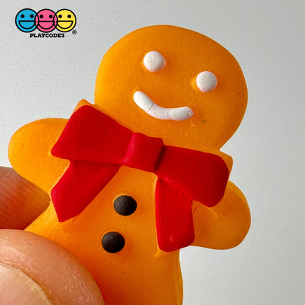 Christmas Gingerbread Man Red Bow Holiday Flatback Cabochons Decoden Charm 10 Pcs Playcode3 Llc