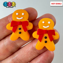 Christmas Gingerbread Man Red Bow Holiday Flatback Cabochons Decoden Charm 10 Pcs Playcode3 Llc