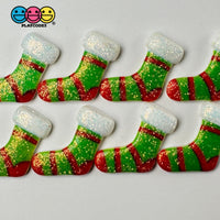 Christmas Glitter Stocking Red Green Gift Flatback Cabochons Decoden Charm 10 Pcs Playcode3 Llc