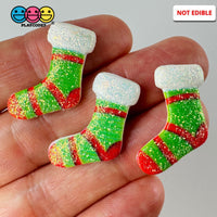 Christmas Glitter Stocking Red Green Gift Flatback Cabochons Decoden Charm 10 Pcs Playcode3 Llc