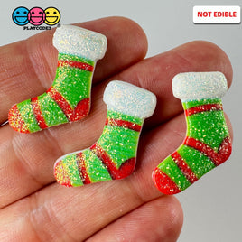Christmas Glitter Stocking Red Green Gift Flatback Cabochons Decoden Charm 10 Pcs Playcode3 Llc