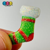 Christmas Glitter Stocking Red Green Gift Flatback Cabochons Decoden Charm 10 Pcs Playcode3 Llc