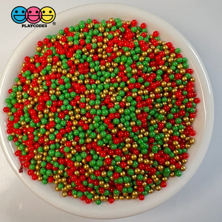Christmas Gold Mix Nonpareil Glass 1.9Mm Beads Caviar Faux Sprinkles Decoden Bead