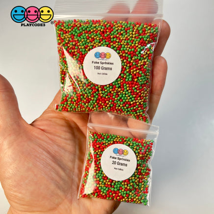 Christmas Gold Mix Nonpareil Glass 1.9Mm Beads Caviar Faux Sprinkles Decoden Bead