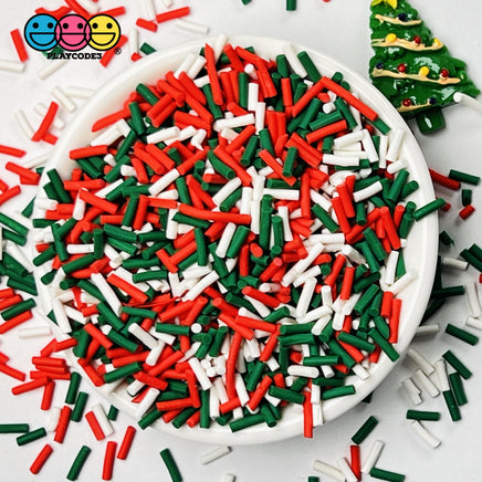 Christmas Green Red White Fake Sprinkles Holiday Decoden Jimmies Sprinkle