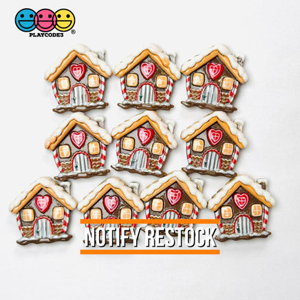 Christmas Holiday Gingerbread House Brown Flatback Cabochons Decoden Charm 10 pcs PLAYCODE3 LLC Charm