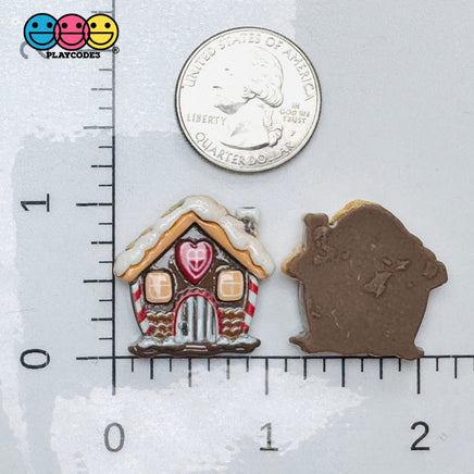 Christmas Holiday Gingerbread House Brown Flatback Cabochons Decoden Charm 10 pcs PLAYCODE3 LLC Charm