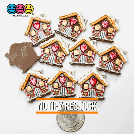 Christmas Holiday Gingerbread House Brown Flatback Cabochons Decoden Charm 10 pcs PLAYCODE3 LLC Charm