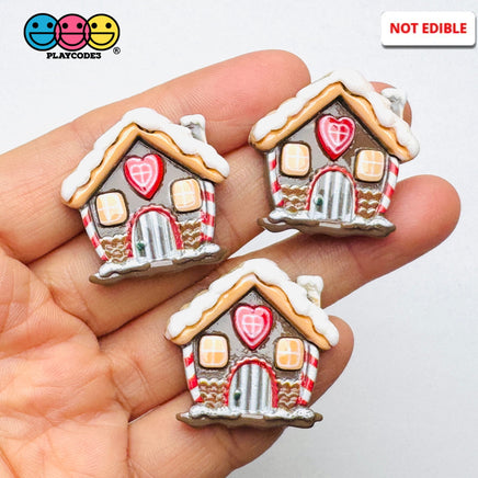 Christmas Holiday Gingerbread House Brown Flatback Cabochons Decoden Charm 10 pcs PLAYCODE3 LLC Charm