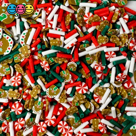 Christmas Holiday Gingerbread House Peppermint Red Green White Confetti Fake Clay Sprinkles Decoden