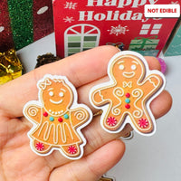 Christmas Holiday Gingerbread Man Woman Cookie Planner Decoden Planars Cabochons Party Favor 8/10