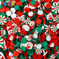 Christmas Holiday Santa Clause Peppermint Red Green Confetti Fake Clay Sprinkles Decoden Fimo