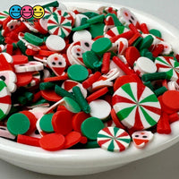 Christmas Holiday Santa Clause Peppermint Red Green Confetti Fake Clay Sprinkles Decoden Fimo