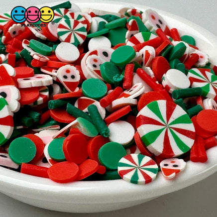 Christmas Holiday Santa Clause Peppermint Red Green Confetti Fake Clay Sprinkles Decoden Fimo