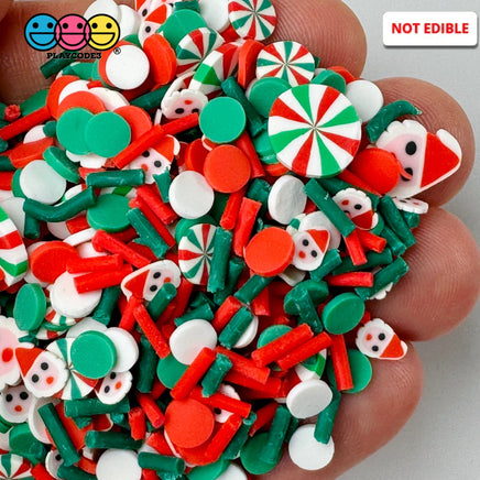 Christmas Holiday Santa Clause Peppermint Red Green Confetti Fake Clay Sprinkles Decoden Fimo