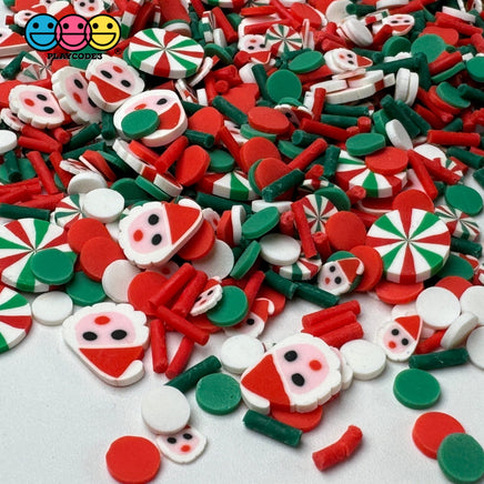 Christmas Holiday Santa Clause Peppermint Red Green Confetti Fake Clay Sprinkles Decoden Fimo