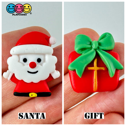 Christmas Holiday Santa Gift Tree Snowflake Wreath Snowman Reindeer Mitten Sock Flatback Cabochons