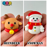 Christmas Holiday Santa Gift Tree Snowflake Wreath Snowman Reindeer Mitten Sock Flatback Cabochons