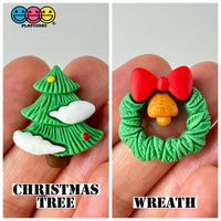 Christmas Holiday Santa Gift Tree Snowflake Wreath Snowman Reindeer Mitten Sock Flatback Cabochons