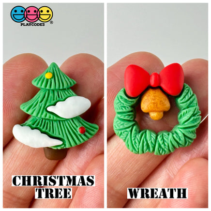 Christmas Holiday Santa Gift Tree Snowflake Wreath Snowman Reindeer Mitten Sock Flatback Cabochons
