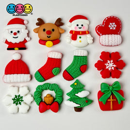 Christmas Holiday Santa Gift Tree Snowflake Wreath Snowman Reindeer Mitten Sock Flatback Cabochons