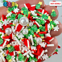 Christmas Holiday Santa Hat Tree Snowflake Pearl Beads Fake Clay Sprinkles Decoden Fimo Jimmies