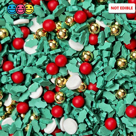 Christmas Mistletoe Gold And Red Bead Mix Faux Sprinkle Fimo Funfetti 20 Grams