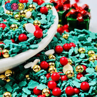 Christmas Mistletoe Gold And Red Bead Mix Faux Sprinkle Fimo Funfetti