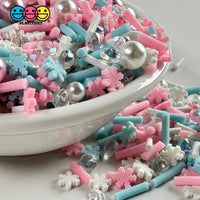Christmas Let It Snow Pink Pearl Beads Fake Clay Sprinkles Decoden Fimo Jimmies Playcode3 Llc