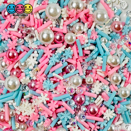 Christmas Let It Snow Pink Pearl Beads Fake Clay Sprinkles Decoden Fimo Jimmies Playcode3 Llc