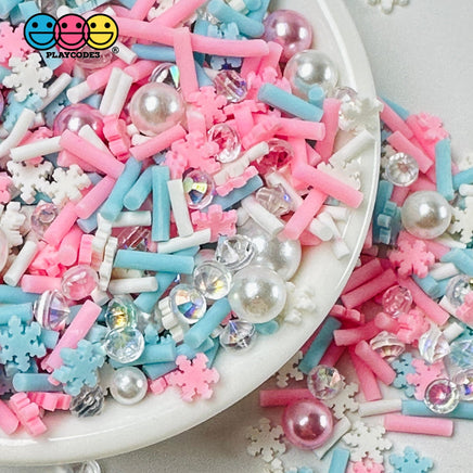 Christmas Let It Snow Pink Pearl Beads Fake Clay Sprinkles Decoden Fimo Jimmies Playcode3 Llc