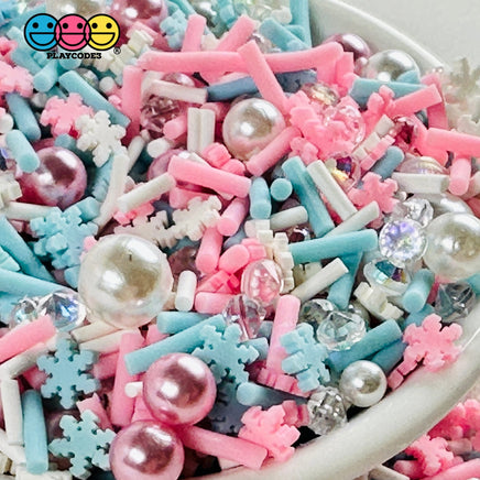 Christmas Let It Snow Pink Pearl Beads Fake Clay Sprinkles Decoden Fimo Jimmies Playcode3 Llc