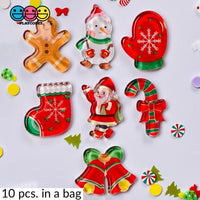 Christmas Mini Planars Gingerbread Man Santa Candy Cane Snowman Cabochons Party Favor 10Pcs