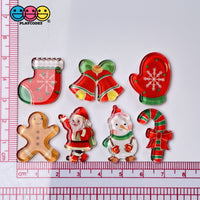 Christmas Mini Planars Gingerbread Man Santa Candy Cane Snowman Cabochons Party Favor 10Pcs
