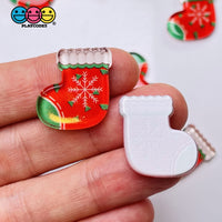 Christmas Mini Planars Gingerbread Man Santa Candy Cane Snowman Cabochons Party Favor 10Pcs