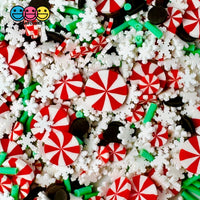 Christmas Mint Peppermint Snow Flake Chocolate Fake Clay Sprinkles Decoden Fimo Jimmies Playcode3