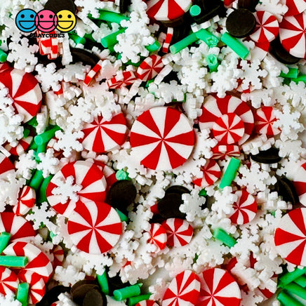 Christmas Mint Peppermint Snow Flake Chocolate Fake Clay Sprinkles Decoden Fimo Jimmies Playcode3
