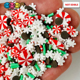 Christmas Mint Peppermint Snow Flake Chocolate Fake Clay Sprinkles Decoden Fimo Jimmies Playcode3