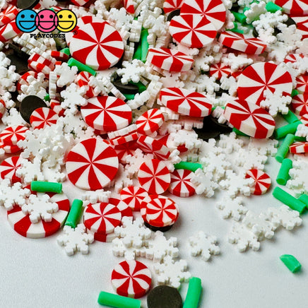 Christmas Mint Peppermint Snow Flake Chocolate Fake Clay Sprinkles Decoden Fimo Jimmies Playcode3