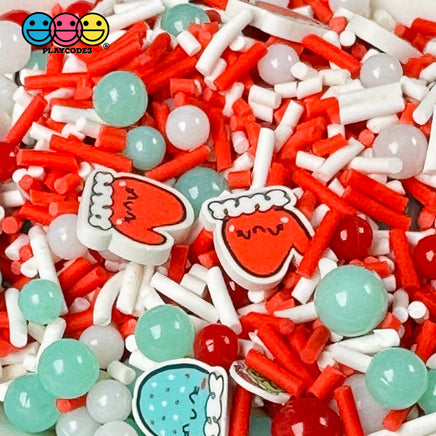 Christmas Mitten Mix Kawaii Face Fimo Snowflake Beads Fake Clay Sprinkles Playcode3 Llc 10 Grams