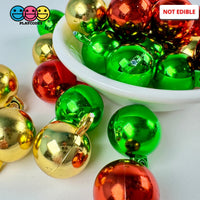 Gleaming Trio Miniature Christmas Ornaments - Mirror - Finish Holiday Cabochon Charms 12 Pcs Charm