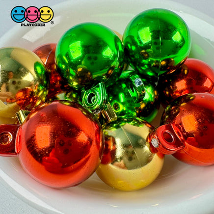 Gleaming Trio Miniature Christmas Ornaments - Mirror - Finish Holiday Cabochon Charms 12 Pcs Charm