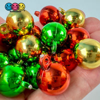 Gleaming Trio Miniature Christmas Ornaments - Mirror - Finish Holiday Cabochon Charms 12 Pcs Charm