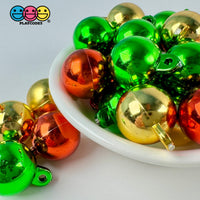 Gleaming Trio Miniature Christmas Ornaments - Mirror - Finish Holiday Cabochon Charms 12 Pcs Charm