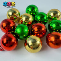Gleaming Trio Miniature Christmas Ornaments - Mirror - Finish Holiday Cabochon Charms 12 Pcs Charm