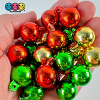 Gleaming Trio Miniature Christmas Ornaments - Mirror - Finish Holiday Cabochon Charms 12 Pcs Charm