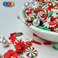 Christmas Pearl Beads Peppermint Snowflake Red Green Fake Clay Sprinkles Decoden Fimo Jimmies